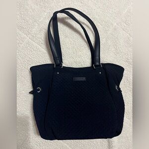 Vera Bradley Navy Printed Cotton Glenna Satchel